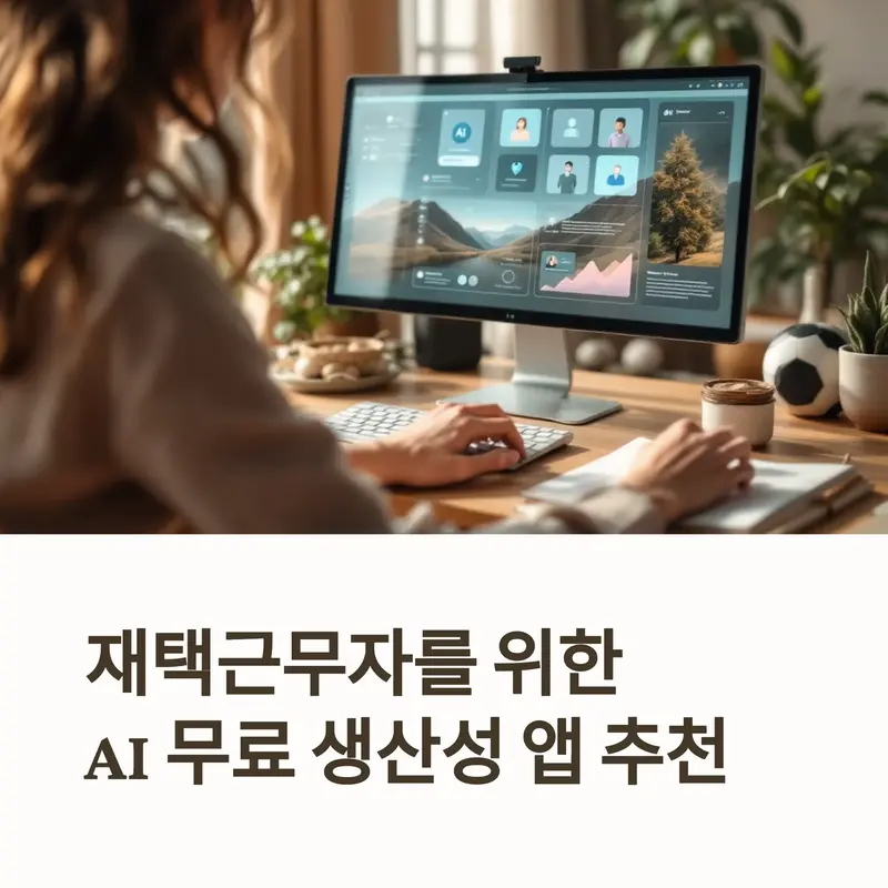 재택근무하는 여성이 AI 생산성 앱을 사용하는 모습