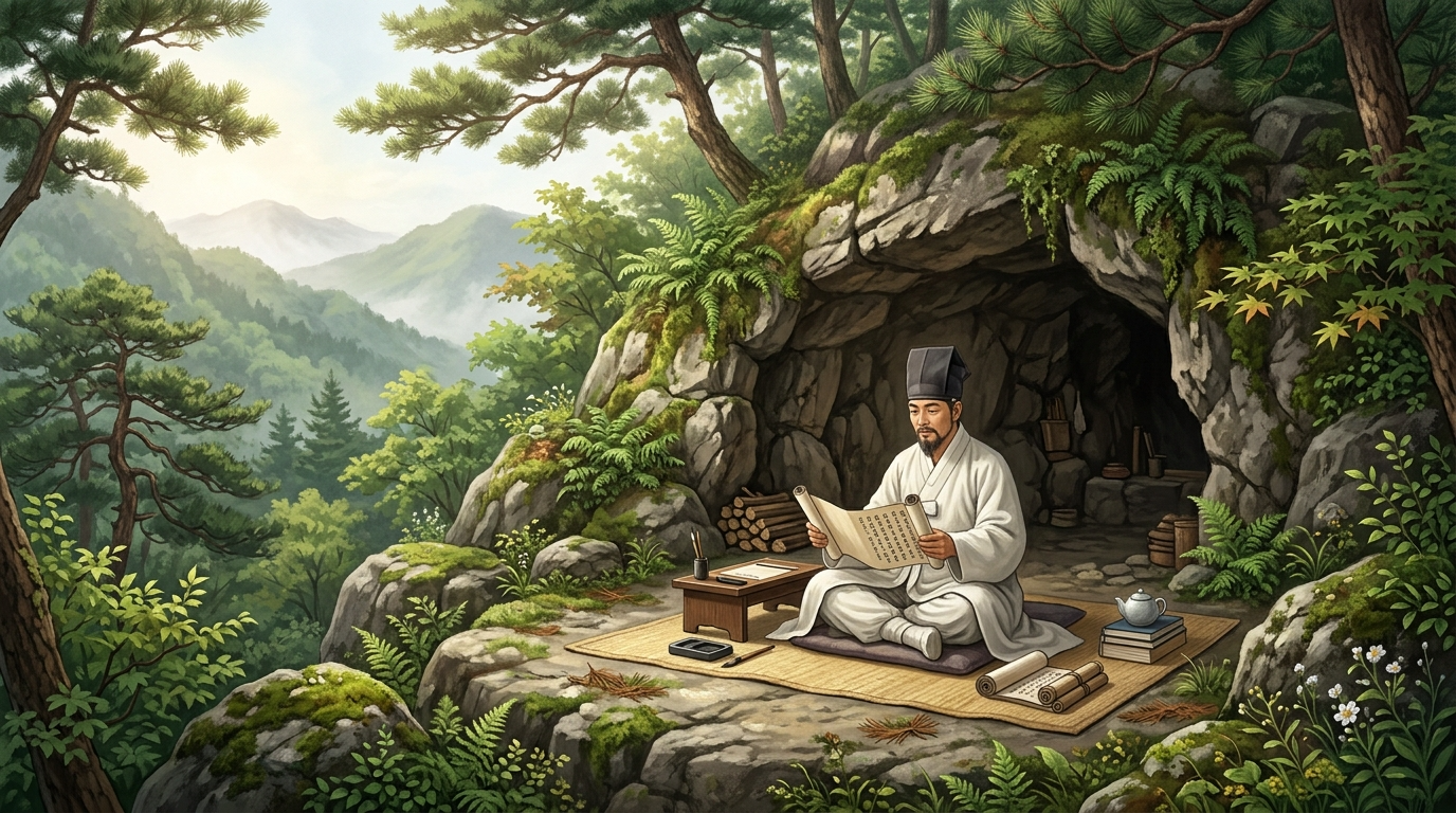 둔촌 이집 선생의 은거 생활 (상상도)