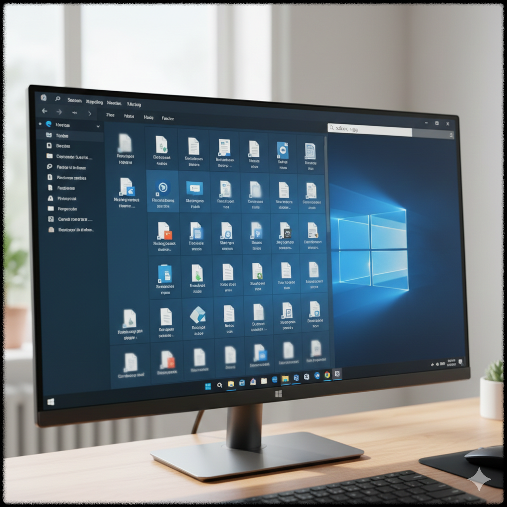 Windows 파일 탐색기에서 사라진 파일을 검색하는 모습