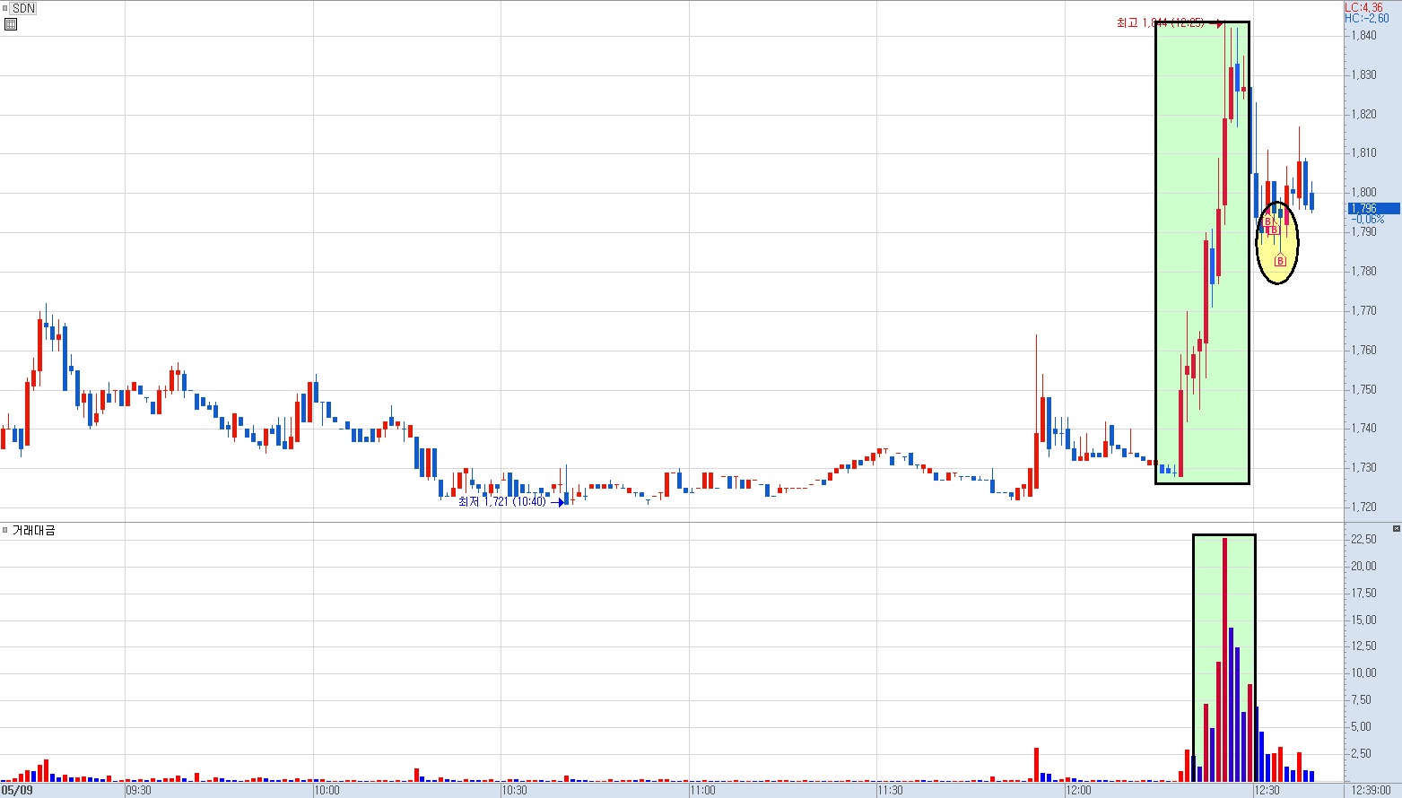 SDN 분봉 차트 (2)