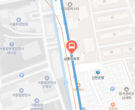 삼풍아파트에서 인천공항 리무진 공항버스(6020번) 지도 위치