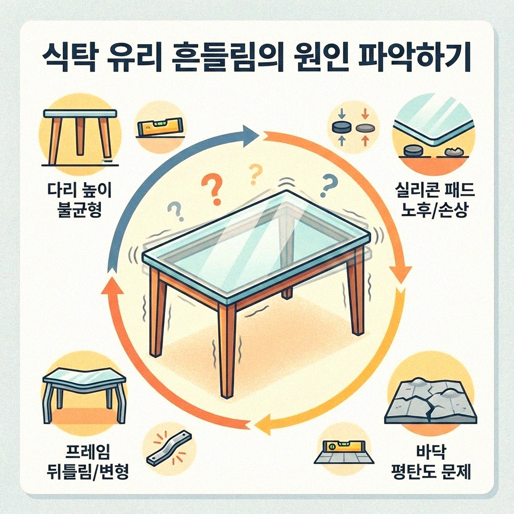 식탁 유리가 덜덜 흔들릴 때 이것만은 꼭! 고정하는 마법 같은 요령