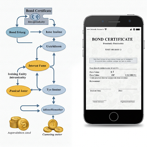 채권투자자와 발행자 간의 자금흐름 및 차용증서