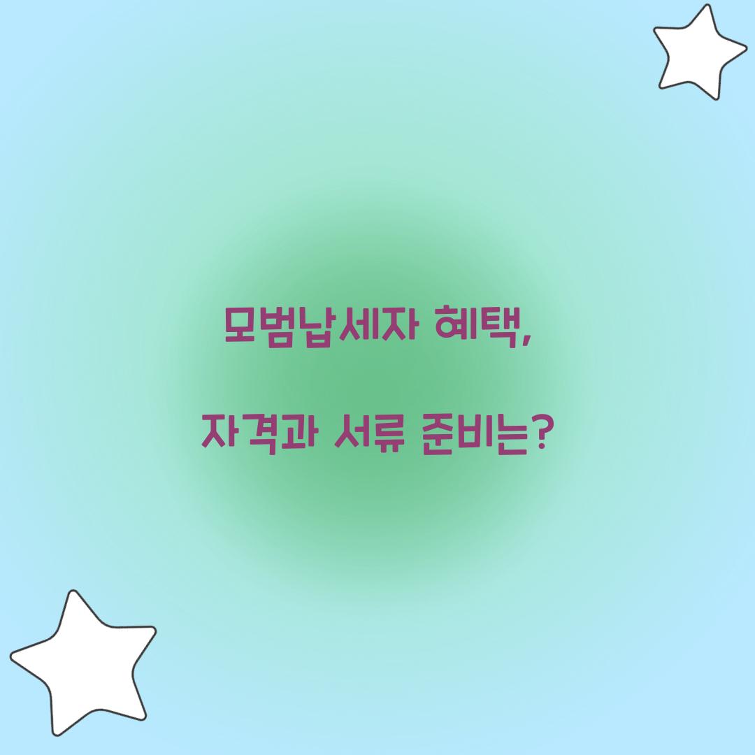 모범납세자 혜택