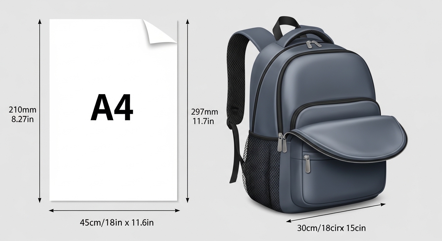 A4 사이즈와 비교한 입장 가능 가방 크기 안내도