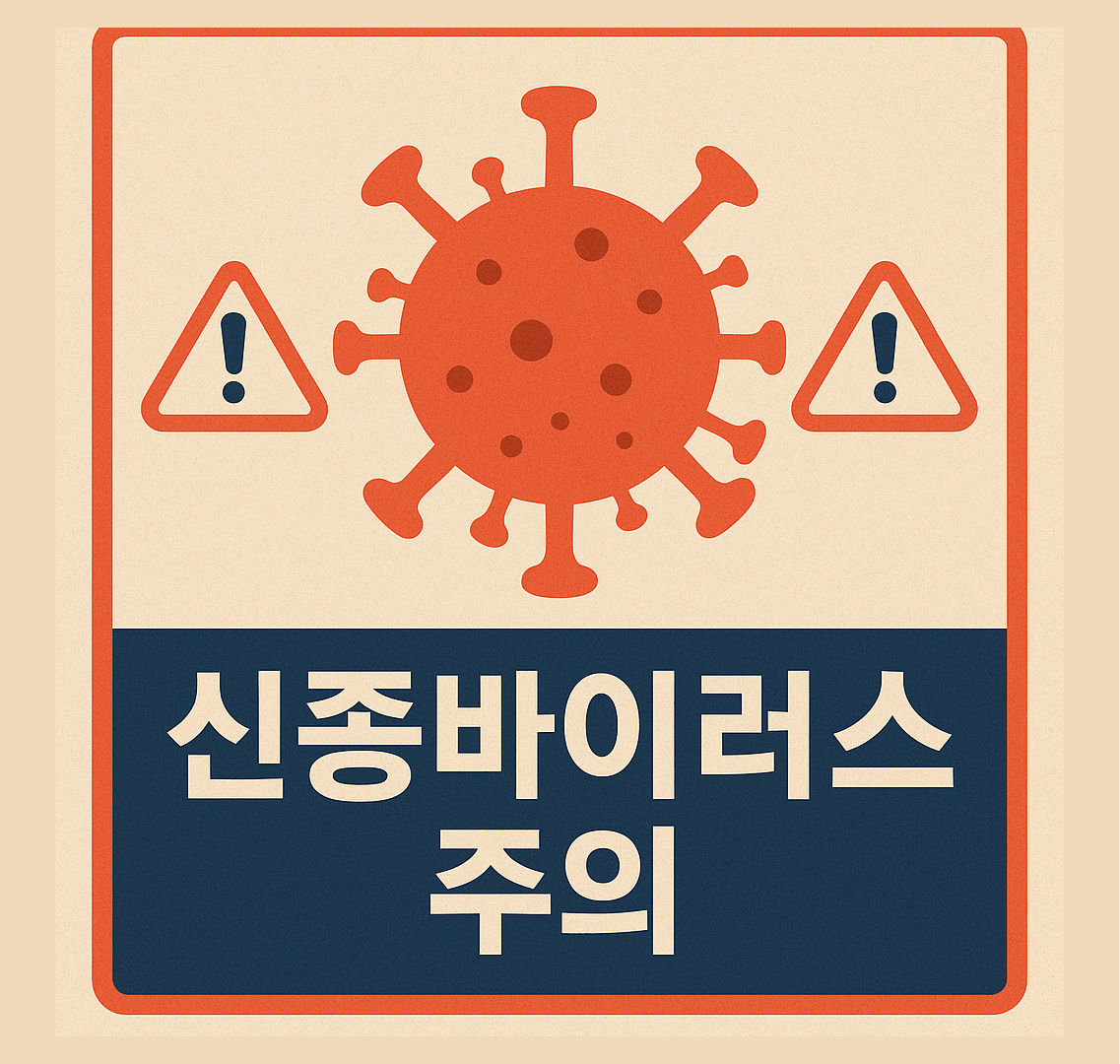 '신종 바이러스 주의'라는 텍스트가 쓰여진 인포그래픽 이미지