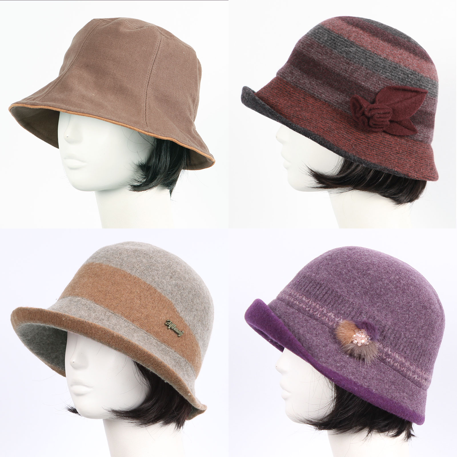 중년 여성 겨울 모자 버킷햇 벙거지 챙모자 항암 엄마 할머니 선물