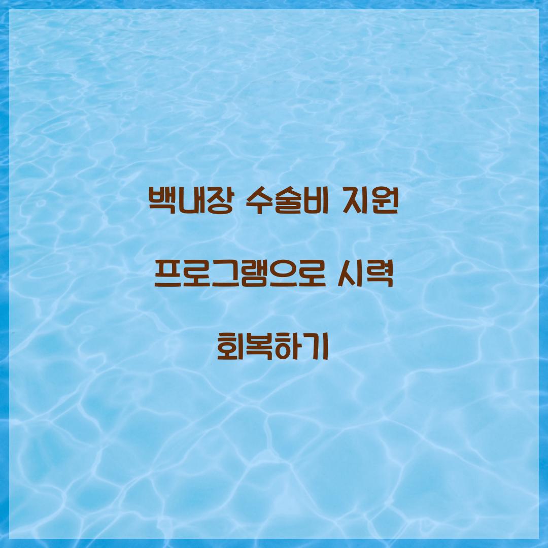 백내장 수술비 지원 프로그램