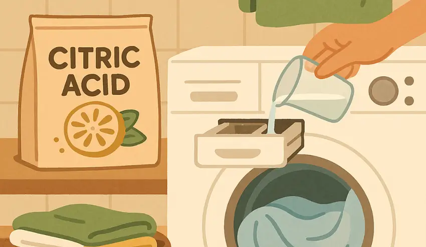 구연산 사용법을 활용하여 세탁 빨래에 활용하고 있는 모습