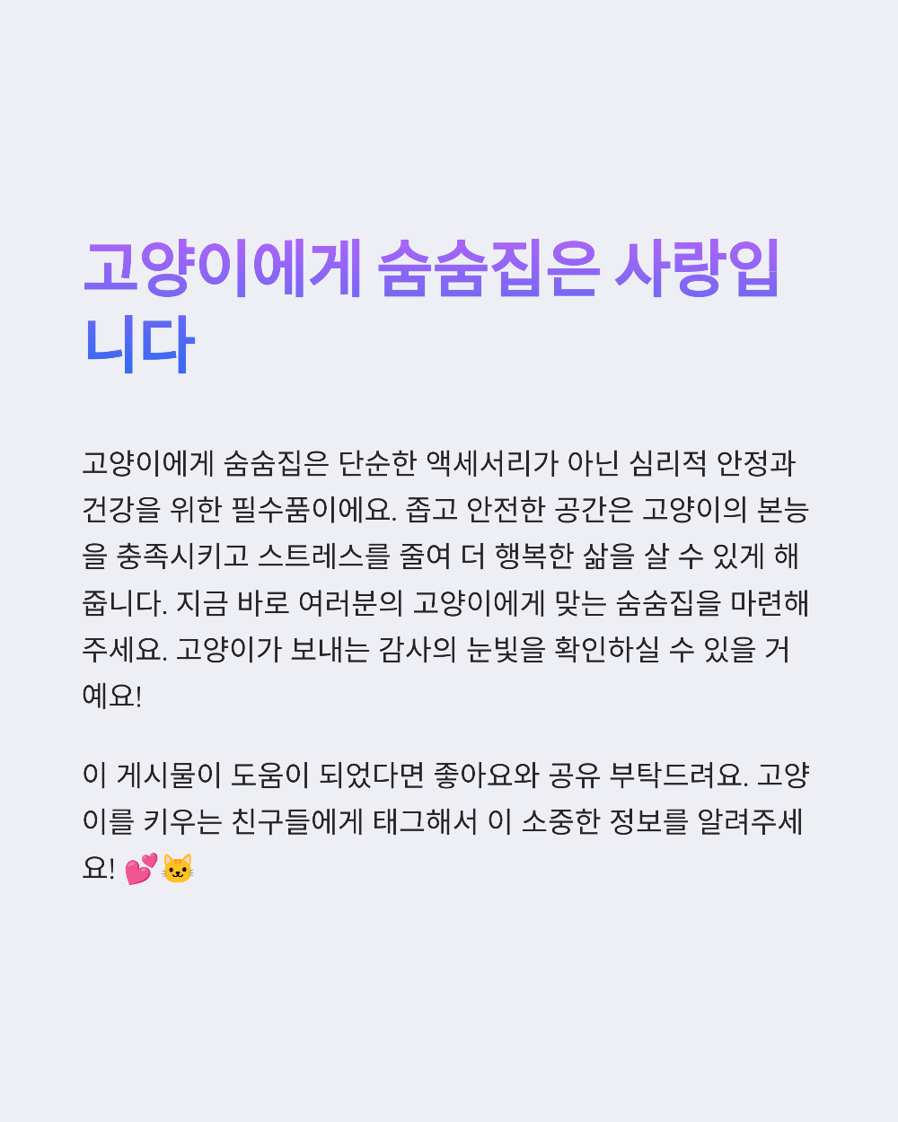 고양이숨숨집이 고양이 스트레스를 없애주는 진짜 이유