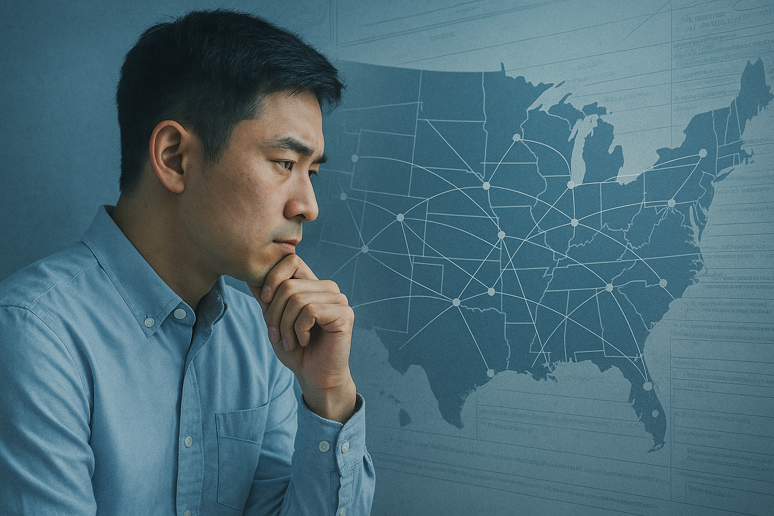 영주권진행 고민하는 남성