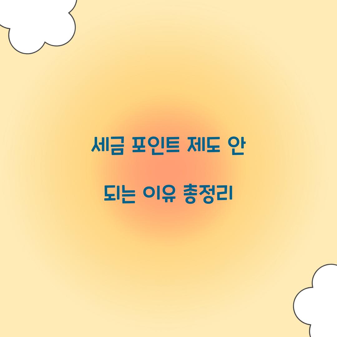 세금 포인트 제도 안 되는 이유 총정리  