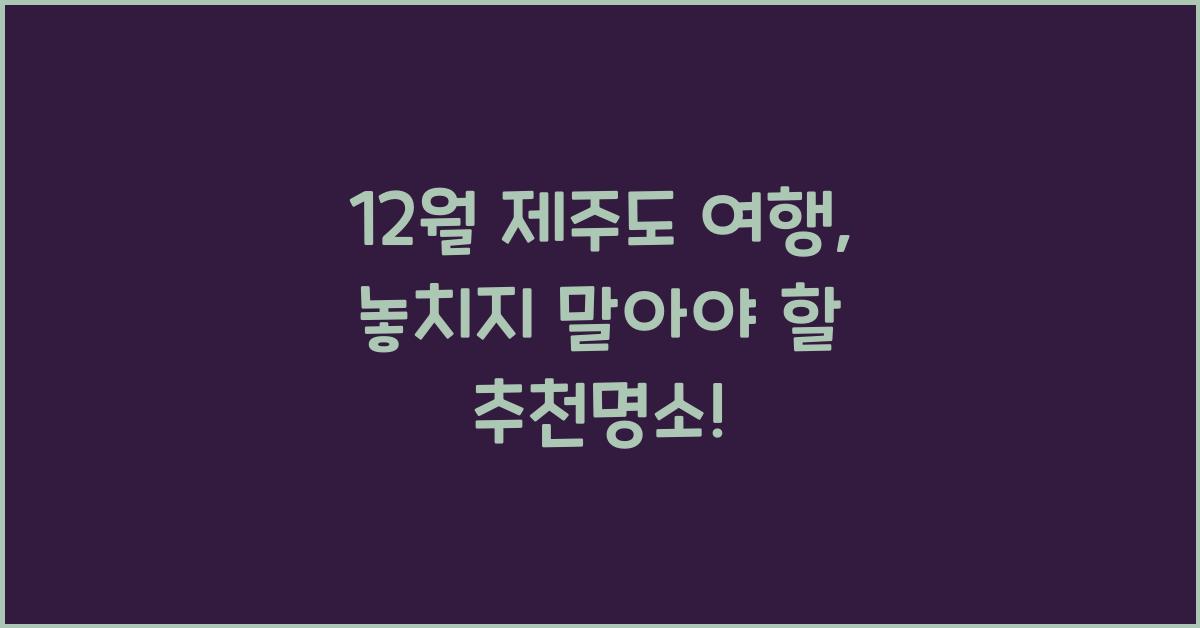 12월 제주도 여행