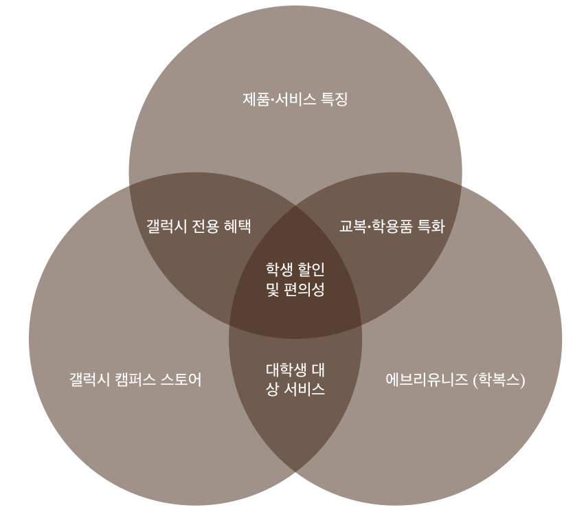 갤럭시 캠퍼스 스토어 vs 다른 교육할인 사이트 비교 섹션 정리 파이차트 이미지