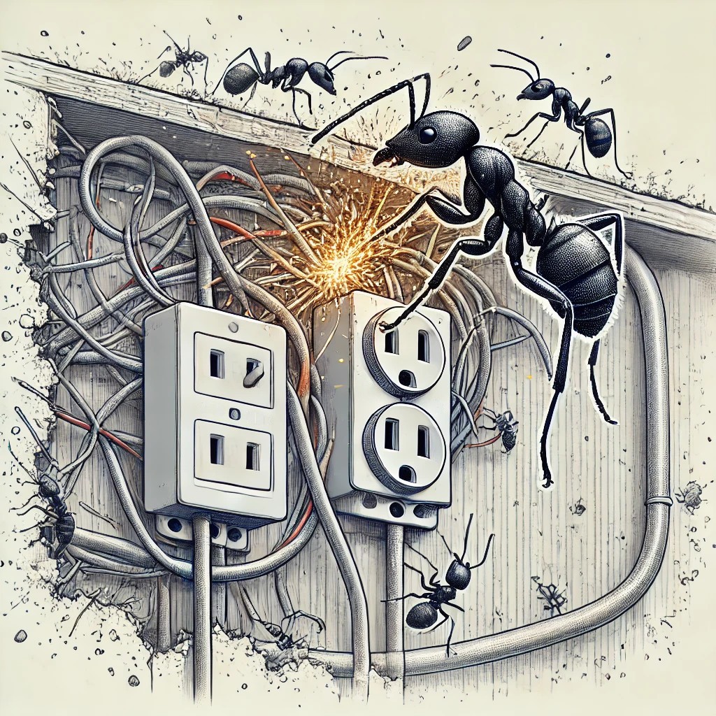 콘센트 근처 개미로 인해 달락되는 사진