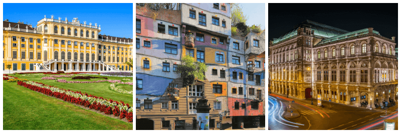 쇤브룬 궁전, 훈데르트바서 하우스, 빈 국립 오페라 극장 사진