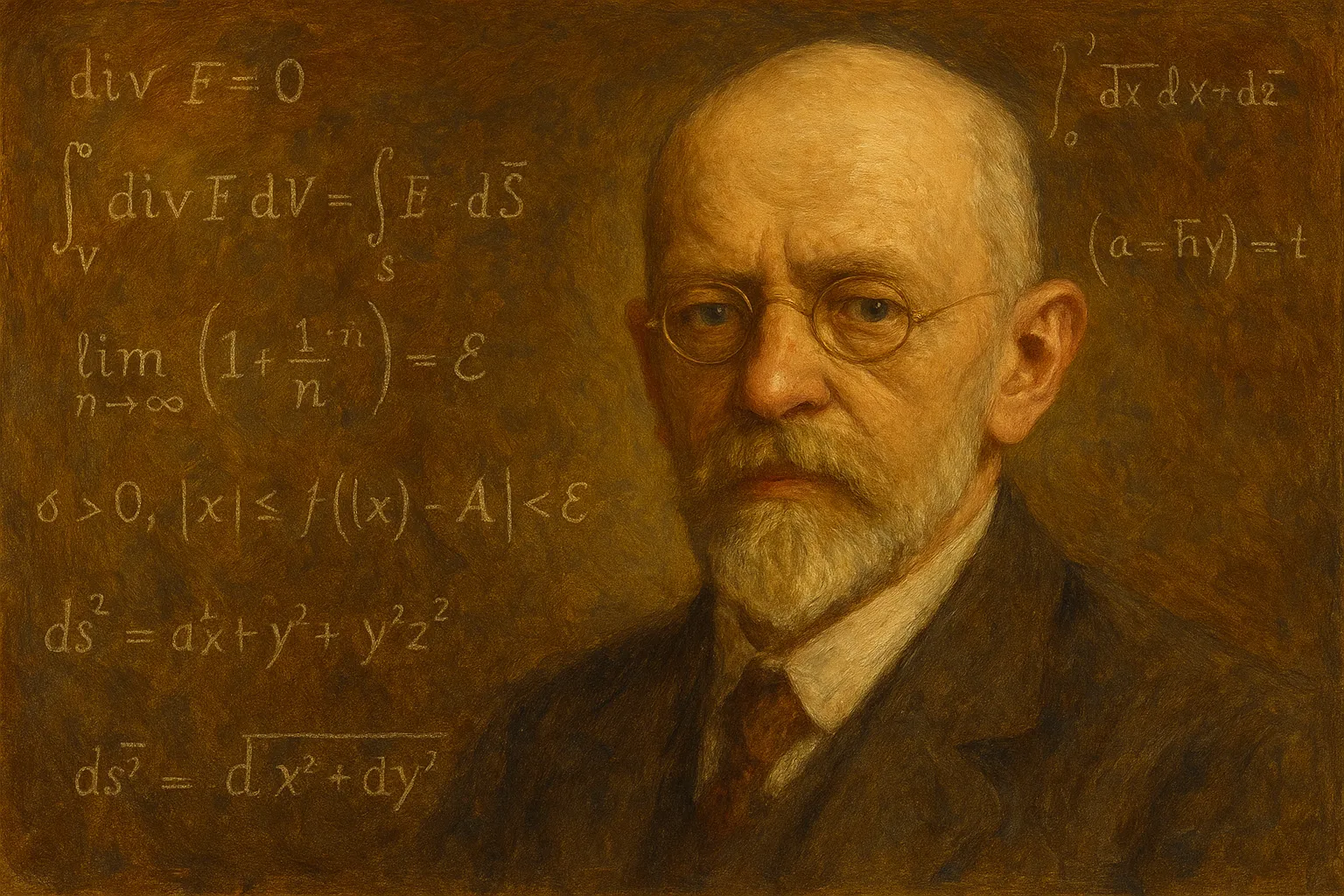 다비트 힐베르트 유화 초상화, 수학공식 배경 포함