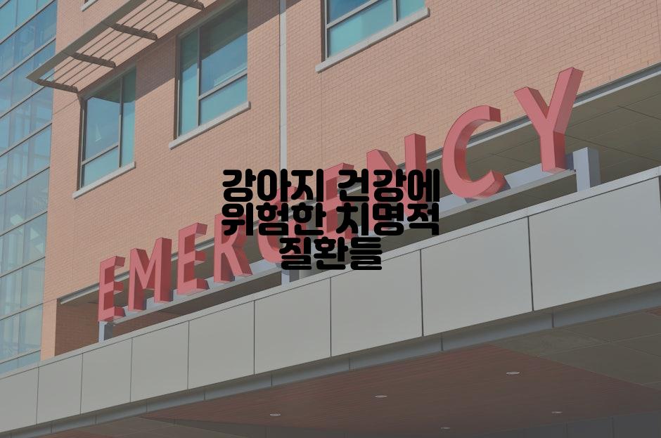 강아지 건강에 위험한 치명적 질환들