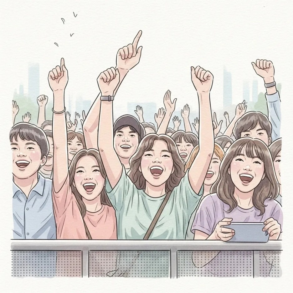 광화문 광장에서 열광하는 팬들의 모습