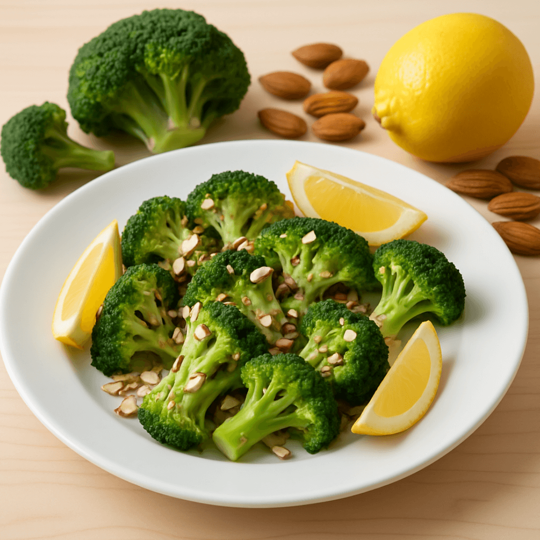 음식궁합(비타민C 채소 + 항산화 견과류)ㅣ브로콜리와 아몬드의 음식 궁합 — 담백함 속 고소한 단단함이 되살리는 집중력 회복의 맛