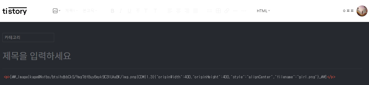 티스토리 이미지 추가 후 HTML 확인