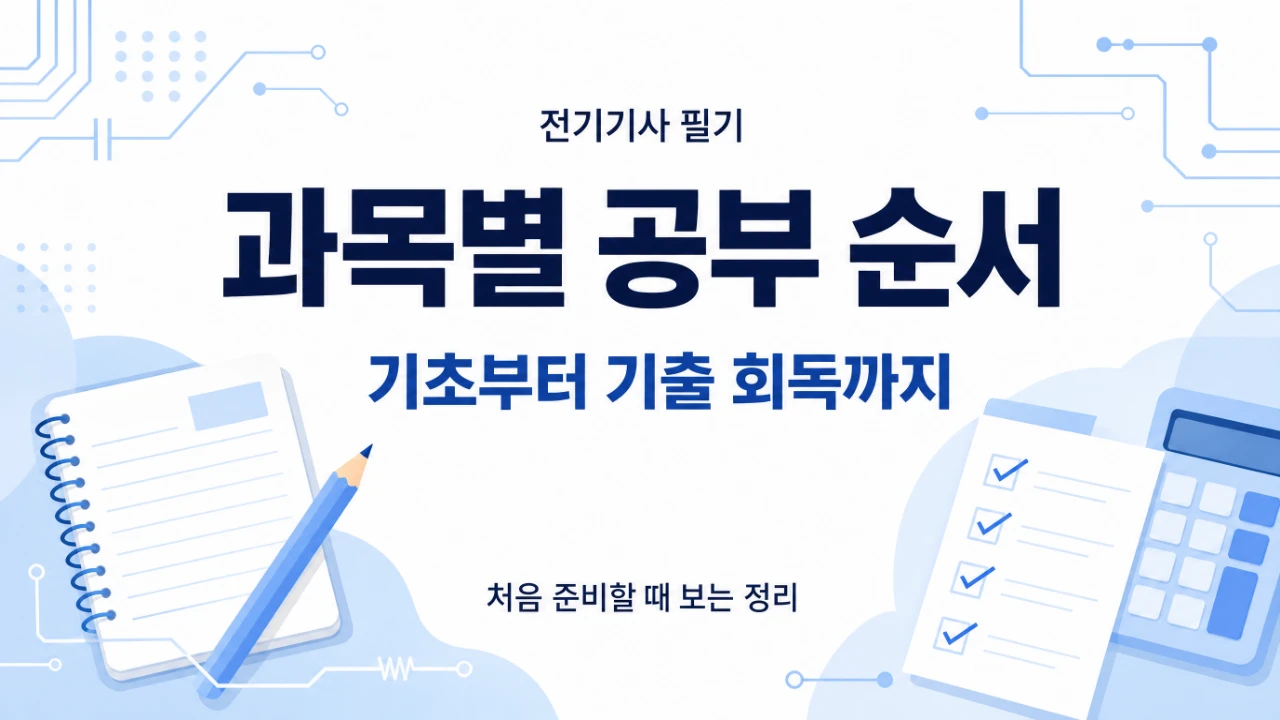 전기기사 필기 과목별 공부 순서를 정리한 안내 이미지
