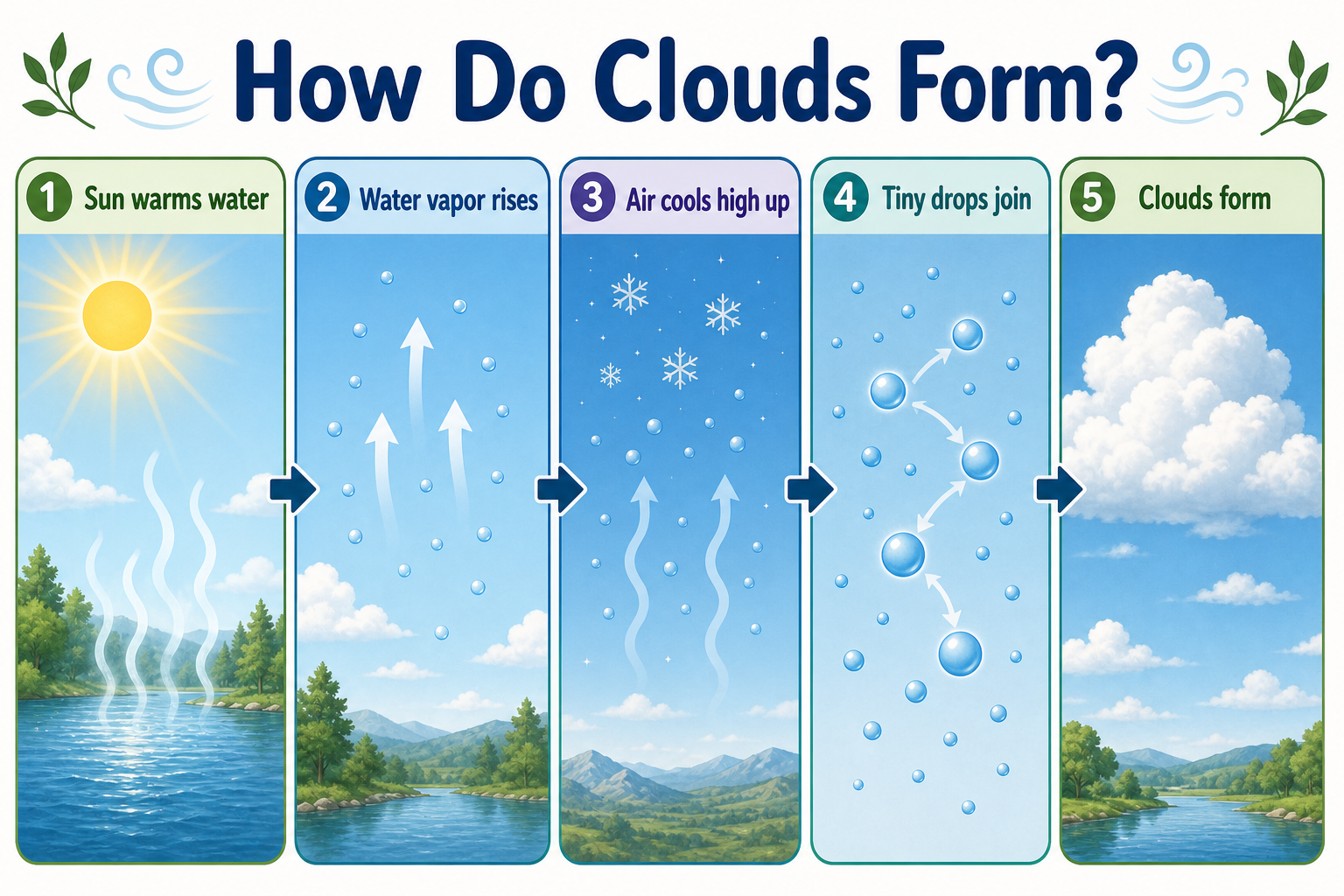 Infographic explaining how clouds form