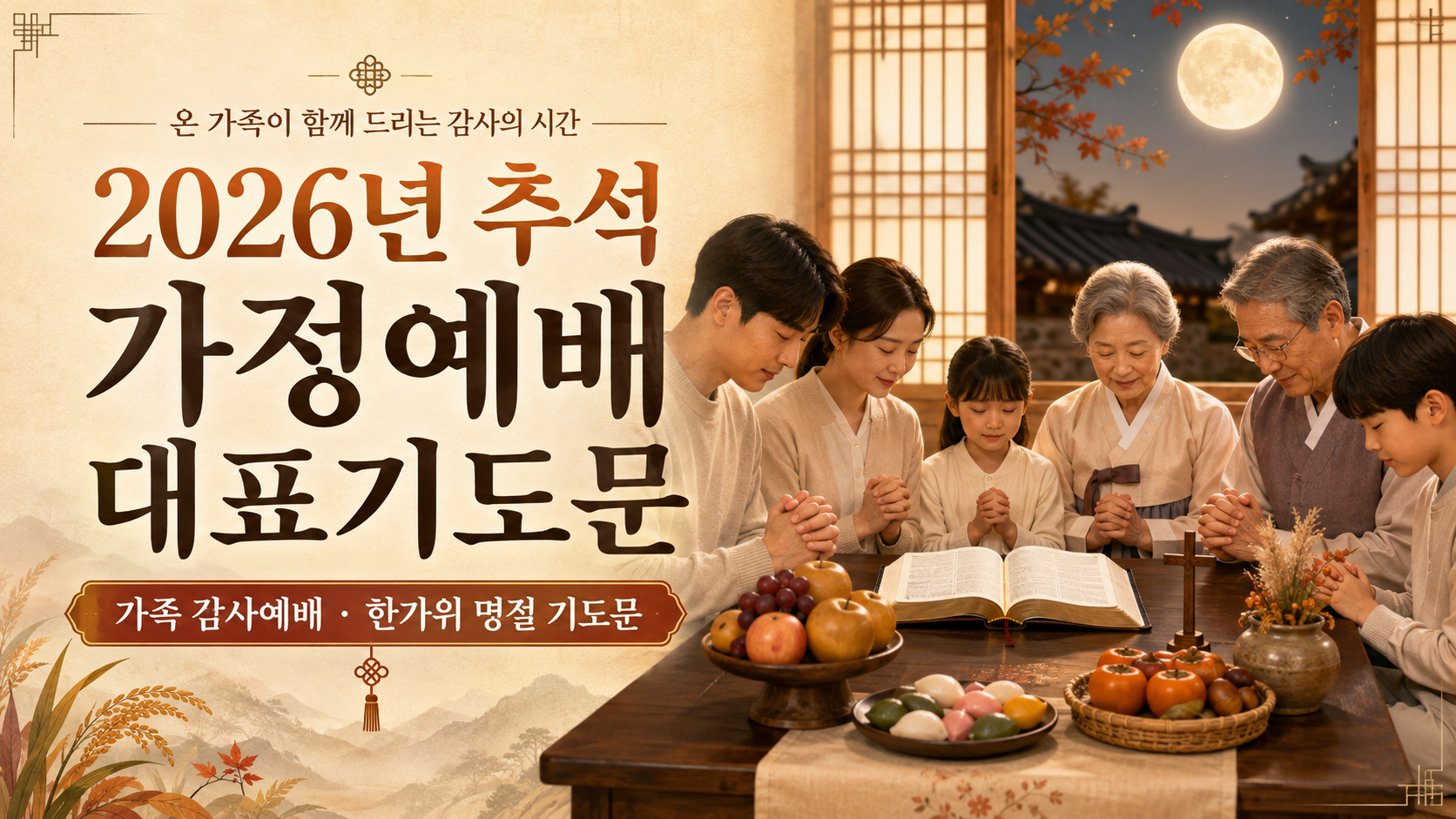 2026년 추석 가정예배 대표 기도문|가족 감사예배와 한가위 명절 기도문