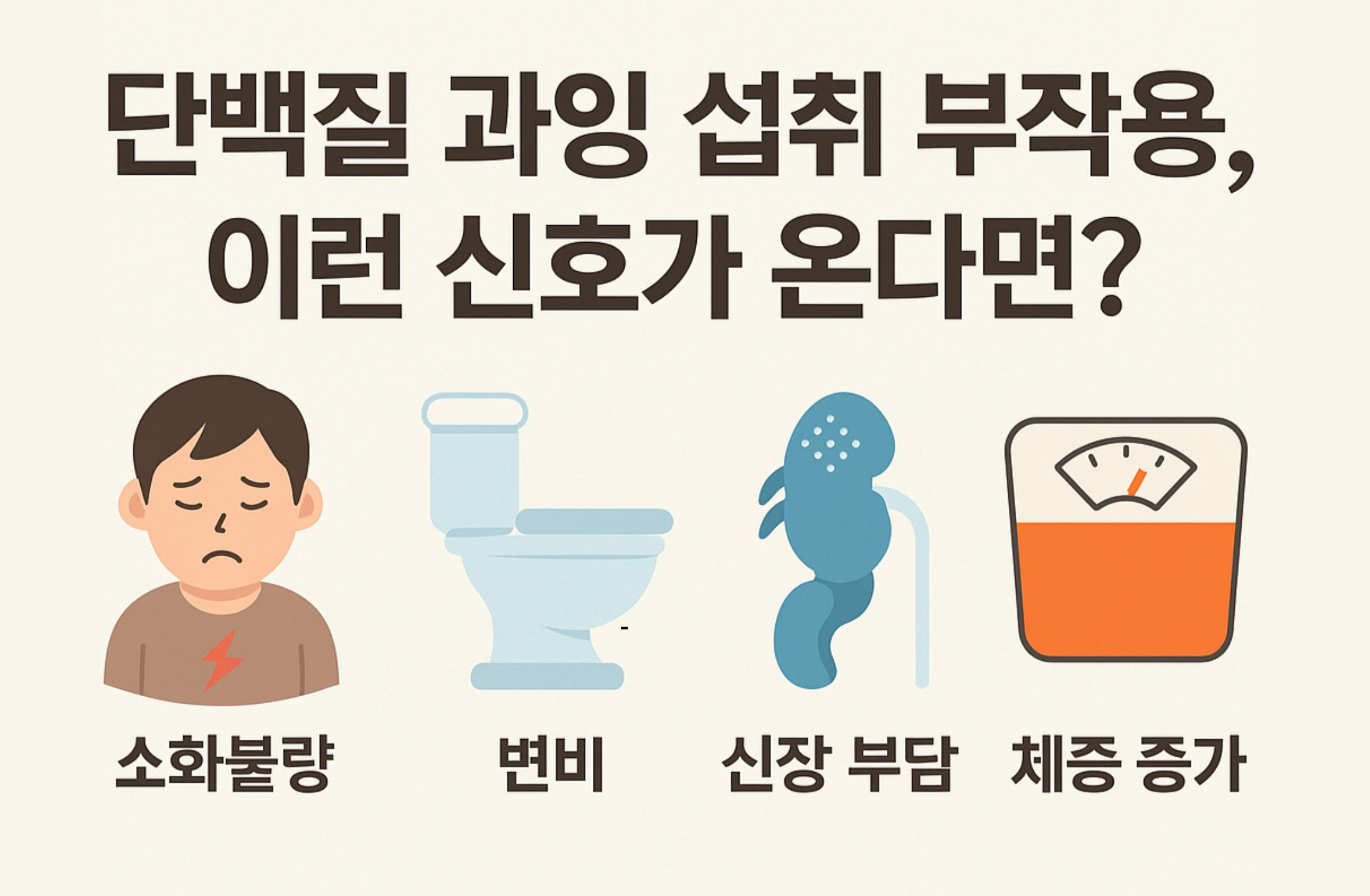 단백질 과잉 섭취 시 나타날 수 있는 부작용