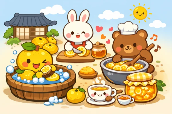 유자 슬라이스 준비 모습