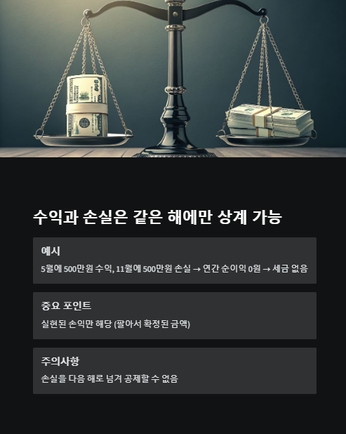 수익과 손실은 같은 해에만 상계 가능