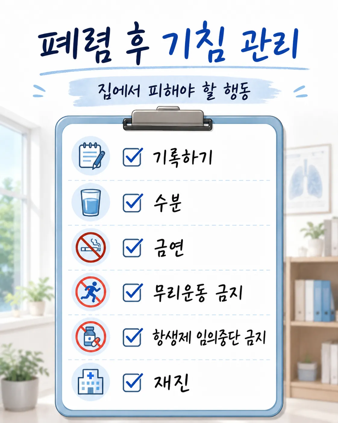 폐렴 후 기침 관리 체크리스트