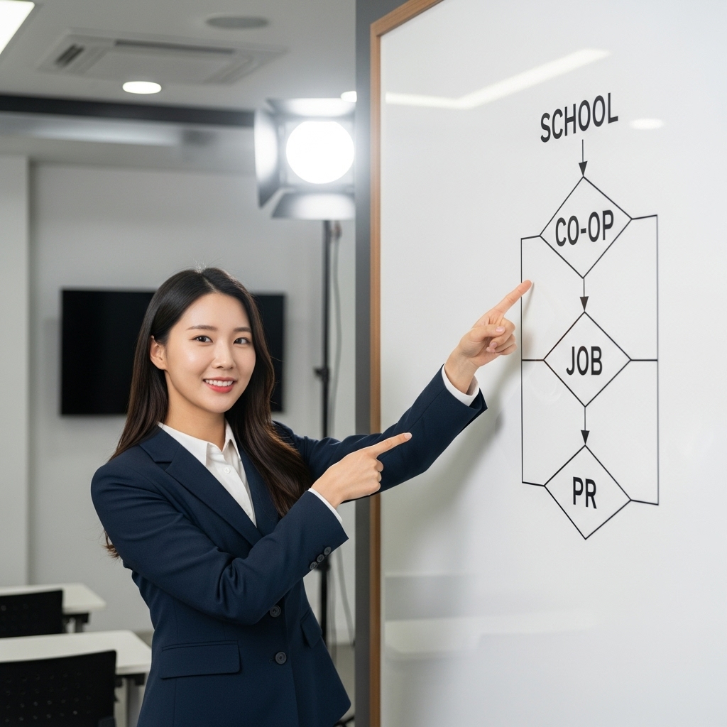 학교&rarr;코옵&rarr;취업&rarr;영주권