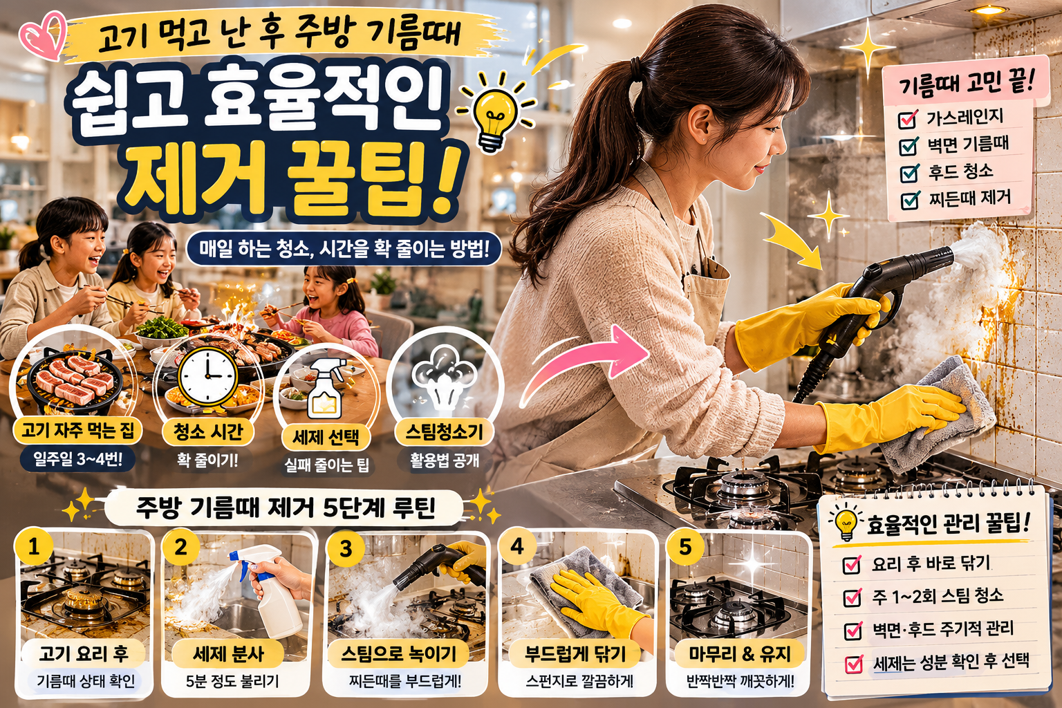 고기 먹고 난 후 주방 기름 때 쉽고 효율적인 제거 꿀팁