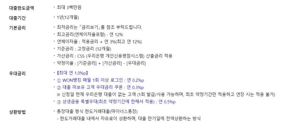 우리 비상금대출