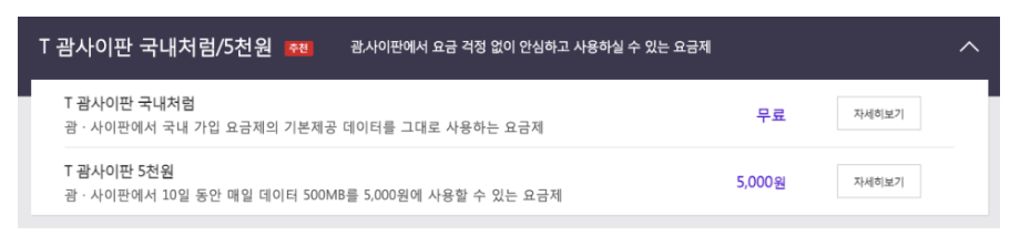 SKT 해외 데이터 로밍