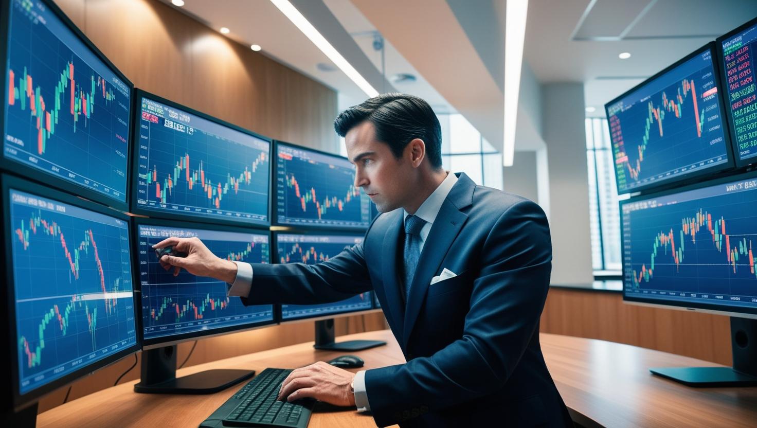 주식 투자자가 차트를 분석하는 모습