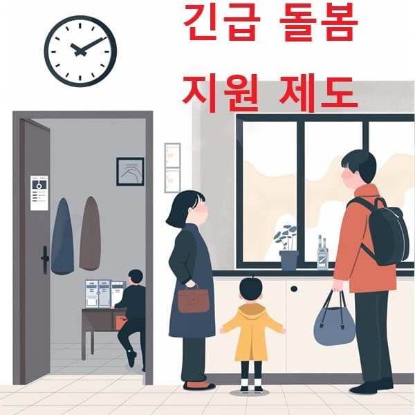 긴급 아동 돌봄 상황과 지원 절차를 보여주는 인포그래픽 이미지