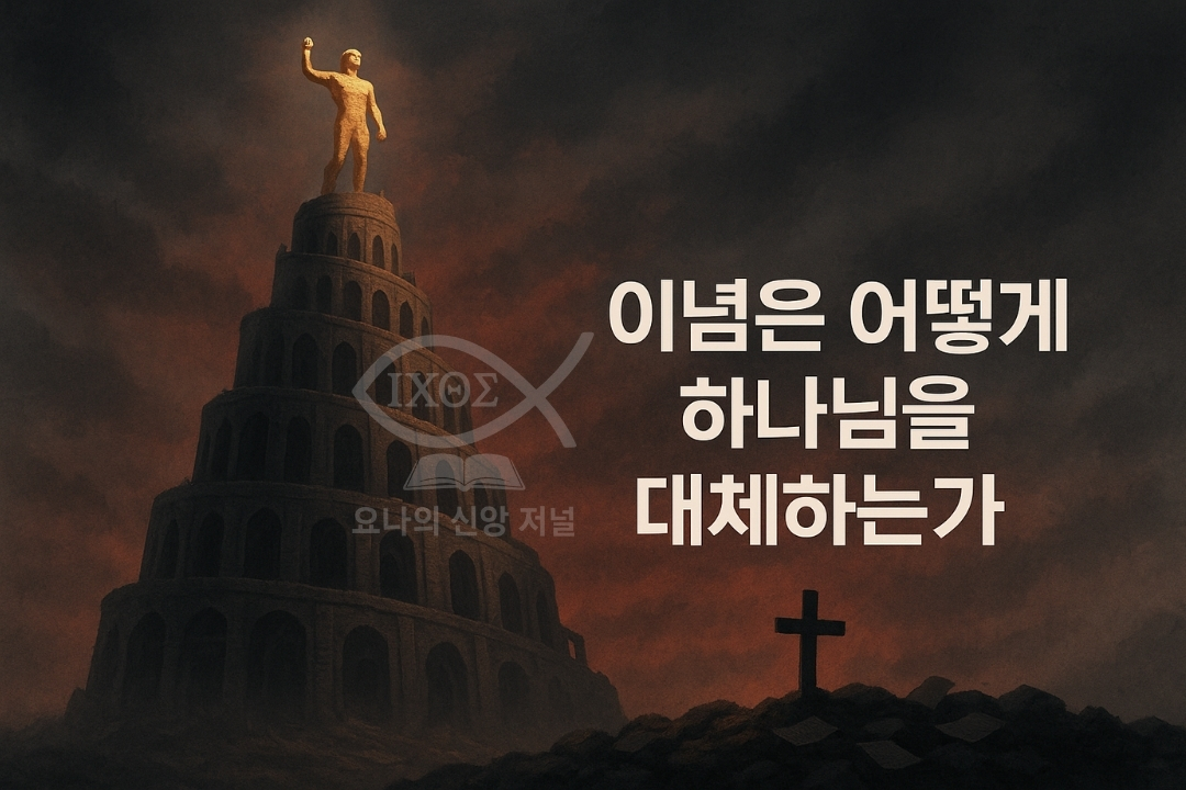 [이념은 어떻게 하나님을 대체하는가 ③] 인간의 사상이 신앙의 본질을 침해하는 현상을 통해 하나님을 대적하는 우상 숭배의 실체를 선포한다. 스스로 신이 되려는 인간의 교만한 시도를 나타낸다. 요나의 신앙 저널
