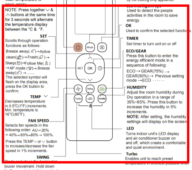 캐리어 에어컨 리모컨 사용법 안내 사이트