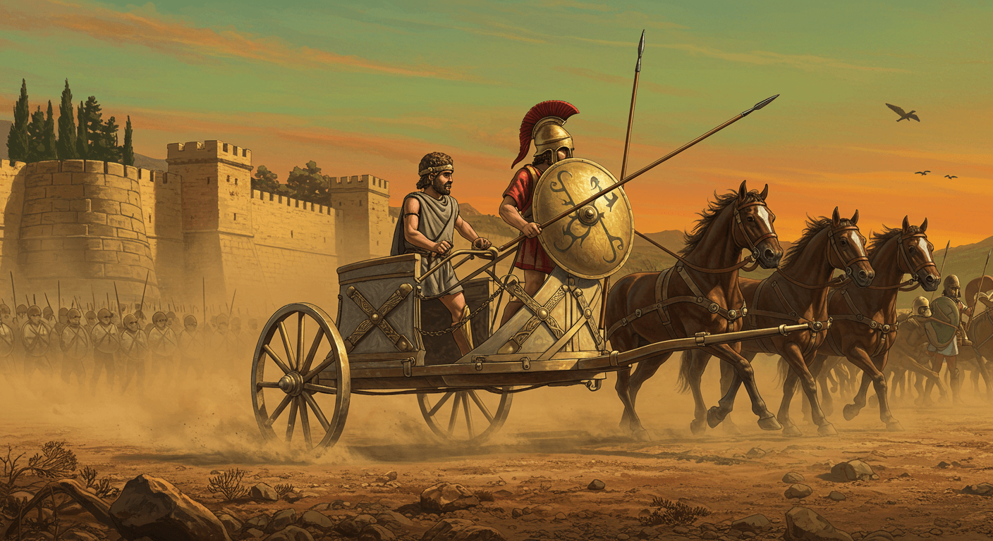 청동기 시대 전차의 구조 분석 (일리아드, 고대무기, 고고학) 관련 사진