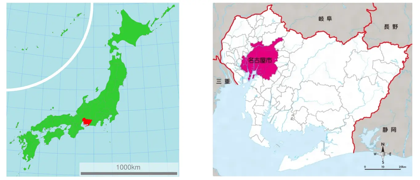일본전도-아이치현-나고야시-위치