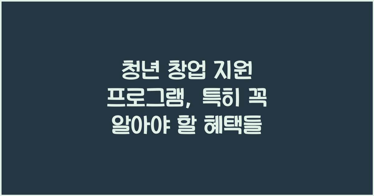 청년 창업 지원 프로그램