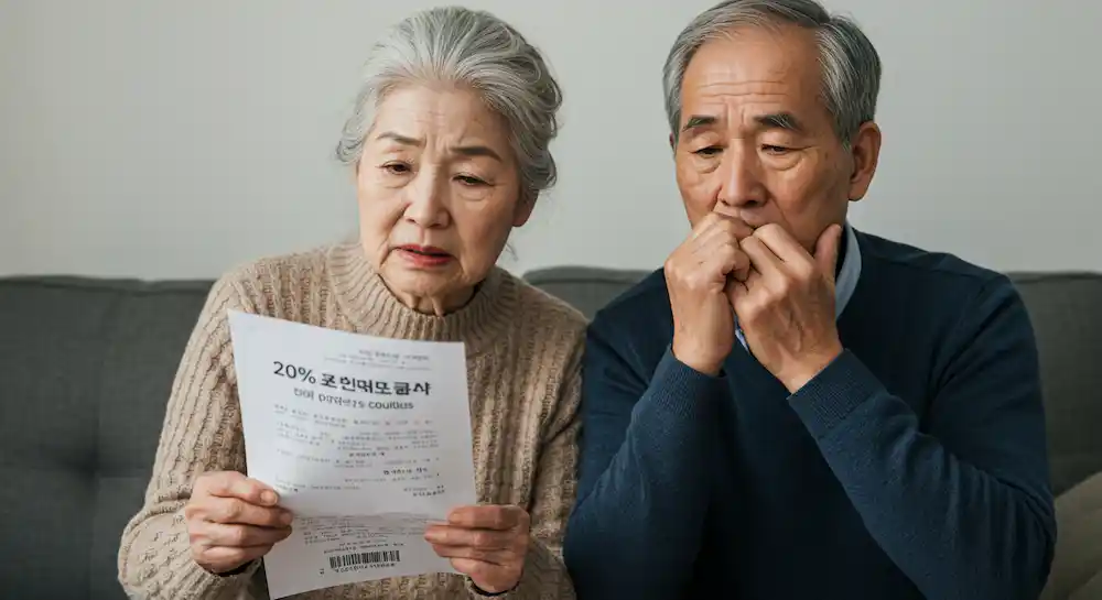 기초연금 부부감액 문제로 고민하는 노부부의 모습