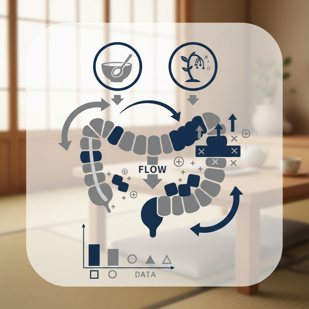 図1 便秘と栄養不足の因果関係&mdash;腸吸収率低下のメカニズムに関する統計・生理メカニズム・対策を示す政策リポート用インフォグラフィック