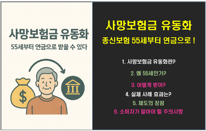 사망보험금 유동화, 종신보험 55세부터 연금으로 받을 수 있다!!