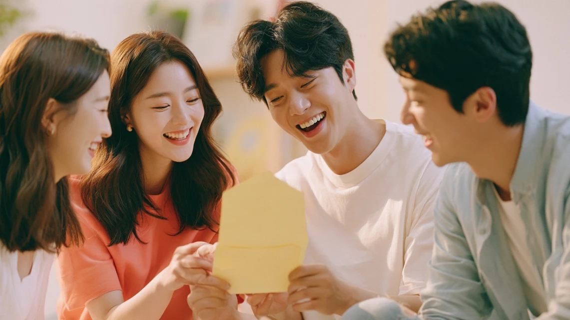 축의금 봉투를 준비하는 모습
