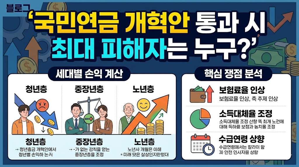 국민연금 개혁안 통과 시 최대 피해자는 누구? 세대별 손익 계산 및 핵심 쟁점 분석