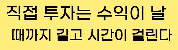  2) 직접 투자는 수익이 날 때까지 길고 시간이 걸린다.