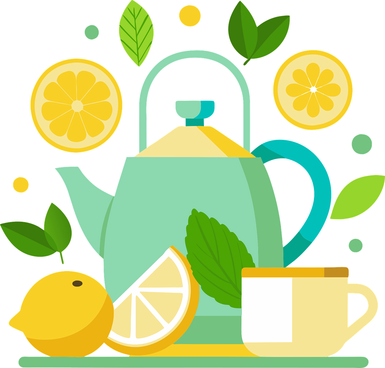 민트와 레몬을 곁들인 차 이미지